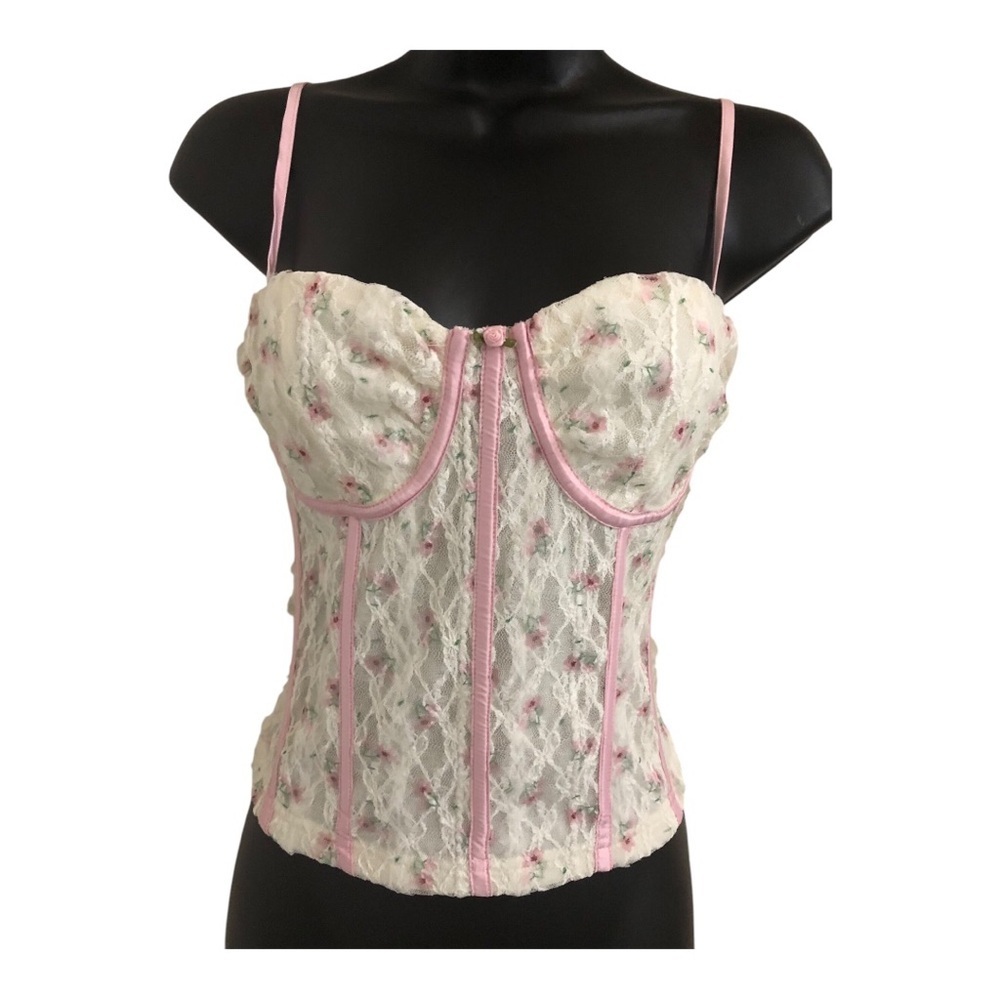 Pretty Garbage off-white & pink lace corset style top size medium brand new - Picture 14 of 14